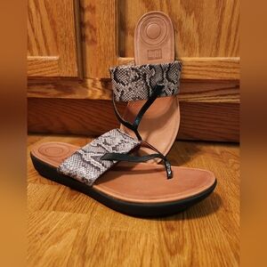 FitFlop- Snake Print Sandals - Black and Brown, sz10